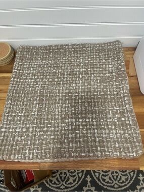 Neutral Woven Square Decorative Pillow Cover - Tan and White